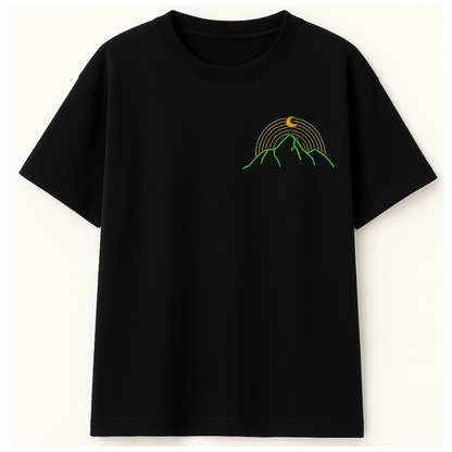 Embroidery  Drop Shoulder  T Shirt  - Lunar Peaks
