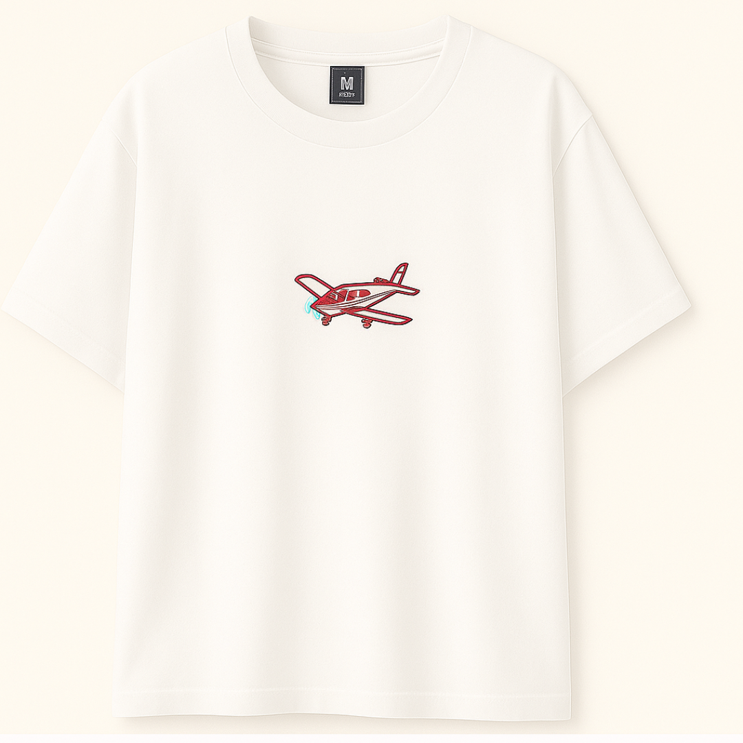 Embroidery  Drop Shoulder  T Shirt - Fly Air