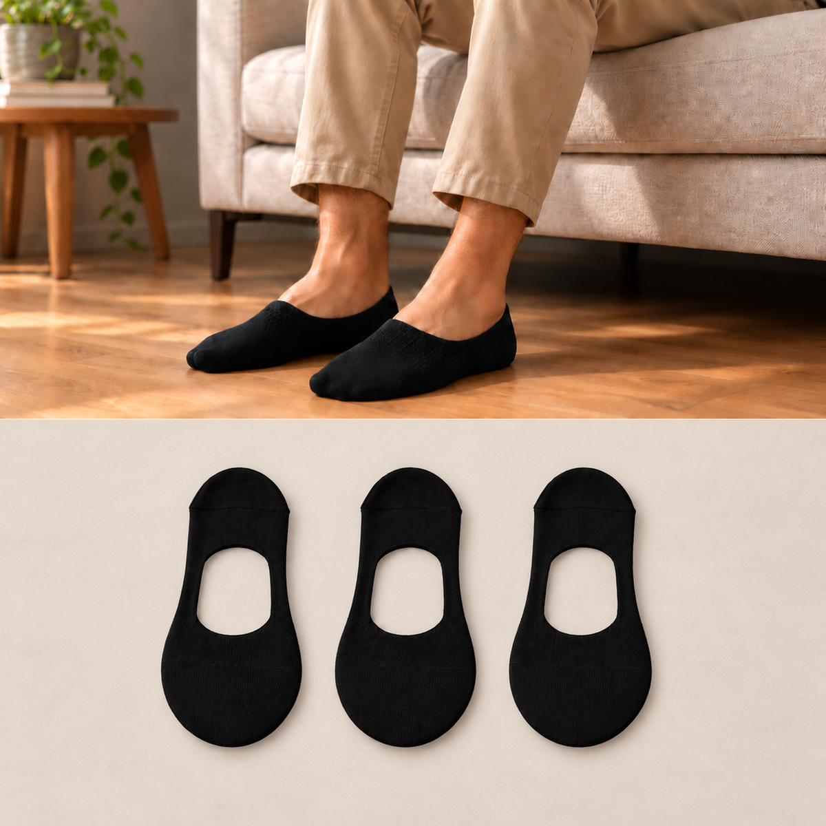 Zuqo No Show Sock - 3 pcs Combo ( Black )