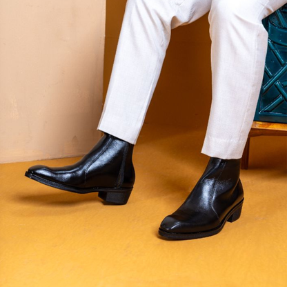 Verona Milano Cuban Heel Chelsea Boot – Black