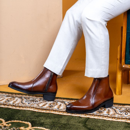 Verona Milano Cuban Heel Chelsea Boot – Amber Brown