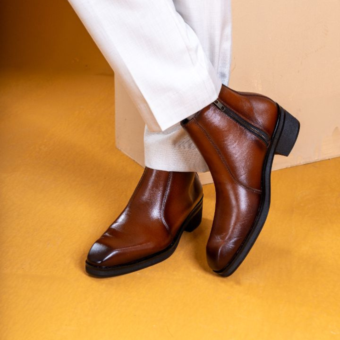 Verona Milano Cuban Heel Chelsea Boot – Amber Brown