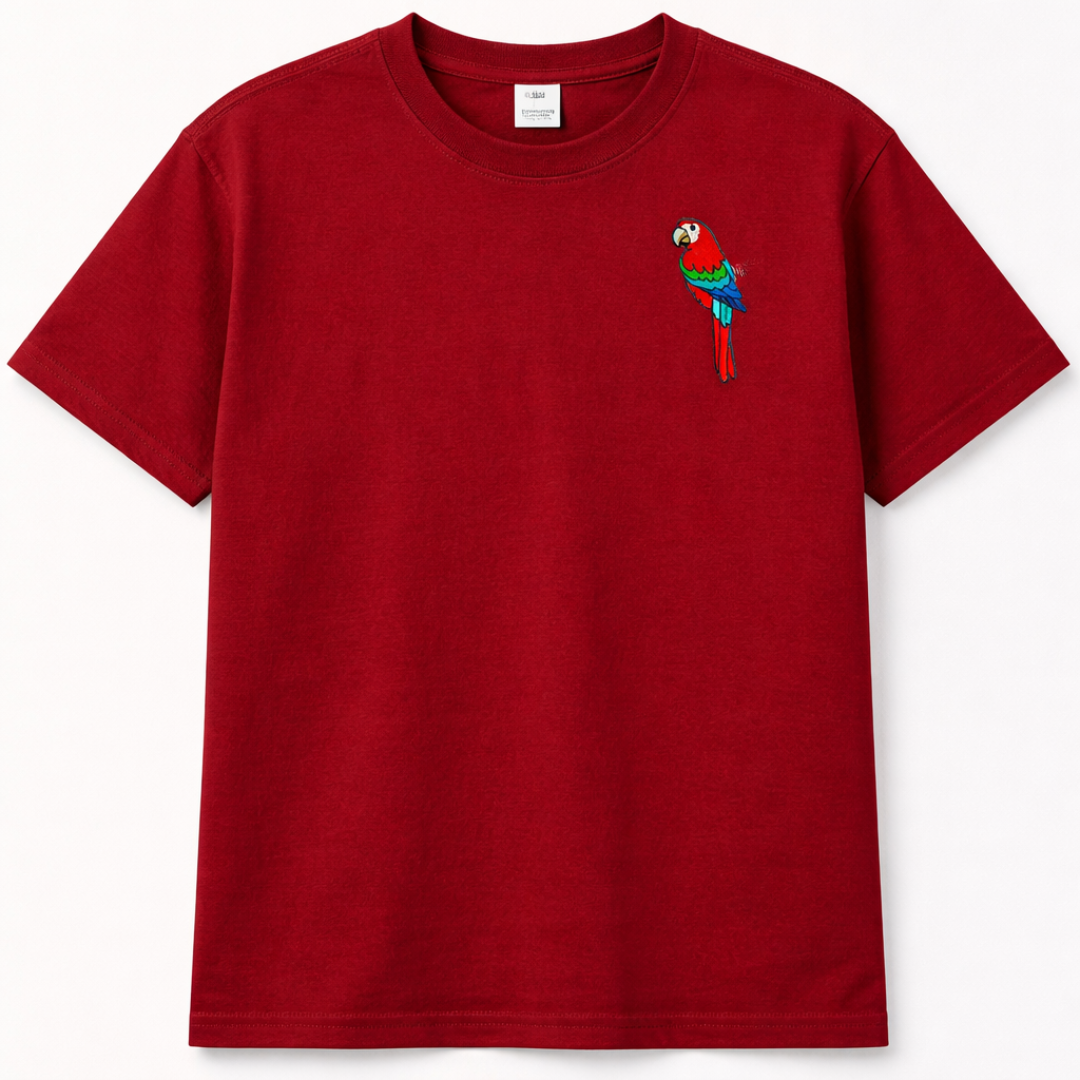 Embroidery  Drop Shoulder  T Shirt - Royal Parrot