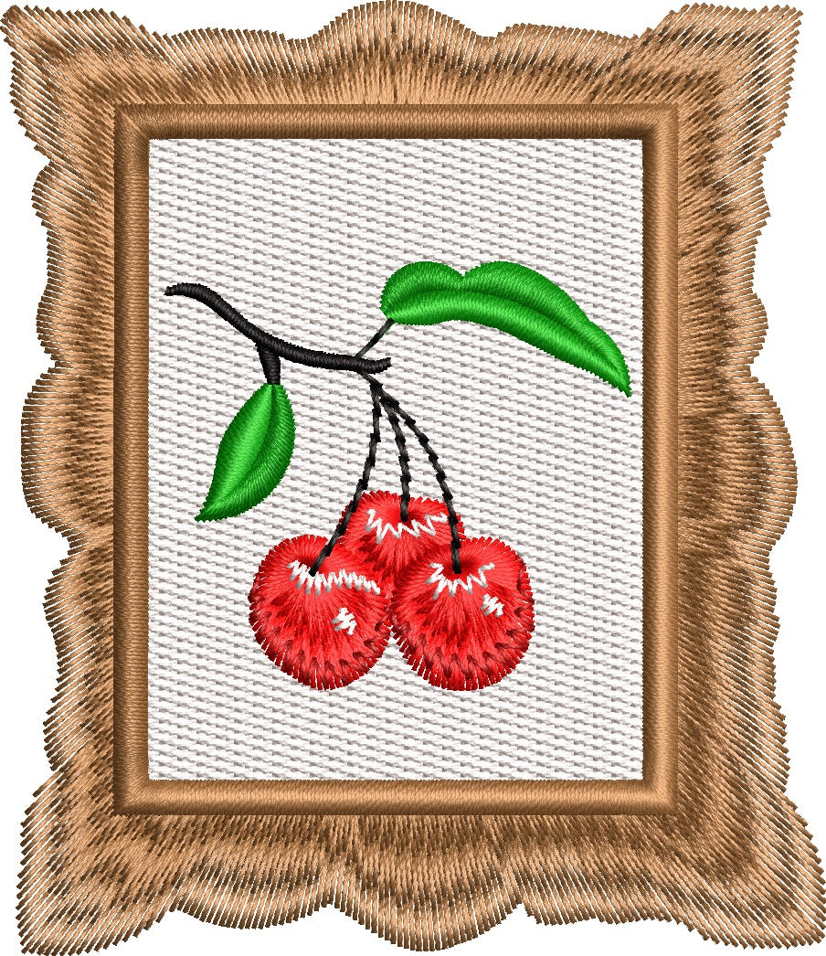 Embroidery  Drop Shoulder  T Shirt - Cherry Drop