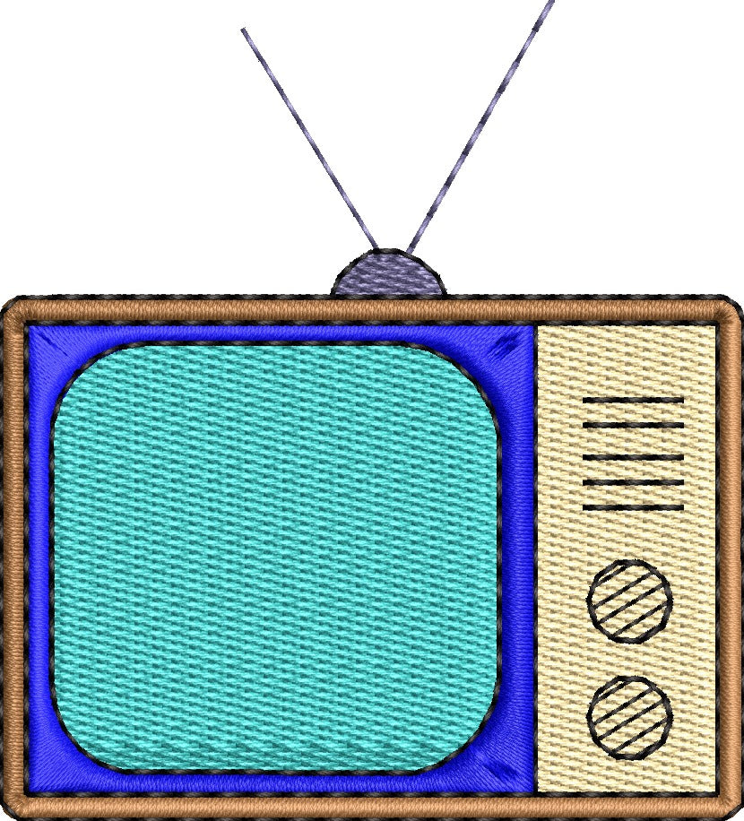 Embroidery  Drop Shoulder  T Shirt - Retro TV