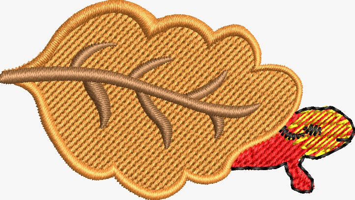 Embroidery  Drop Shoulder  T Shirt - Golden Leaf