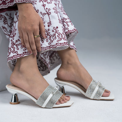 Zazla Women’s Heels – Sparkle Bow Silver