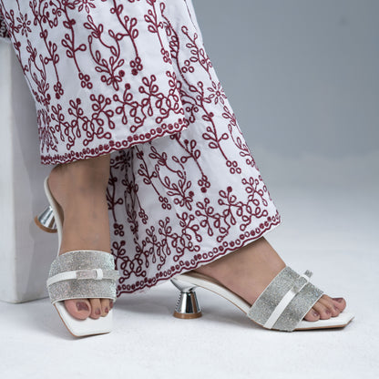 Zazla Women’s Heels – Sparkle Bow Silver