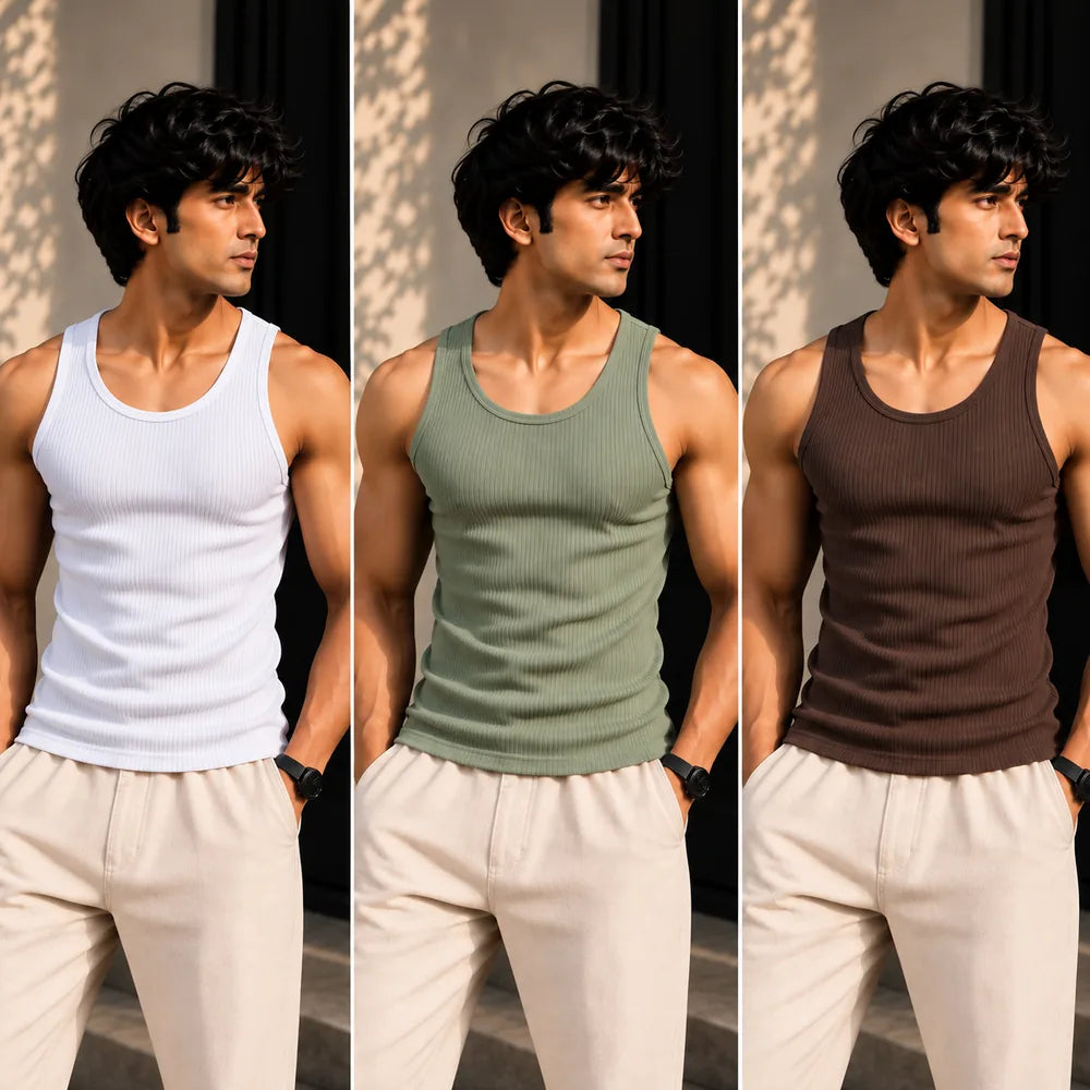 ZUQO Ribbed Tank Top Nature - White Sage Green Coffee