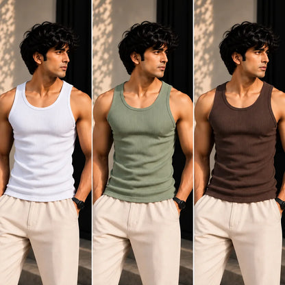 ZUQO Ribbed Tank Top Nature - White Sage Green Coffee