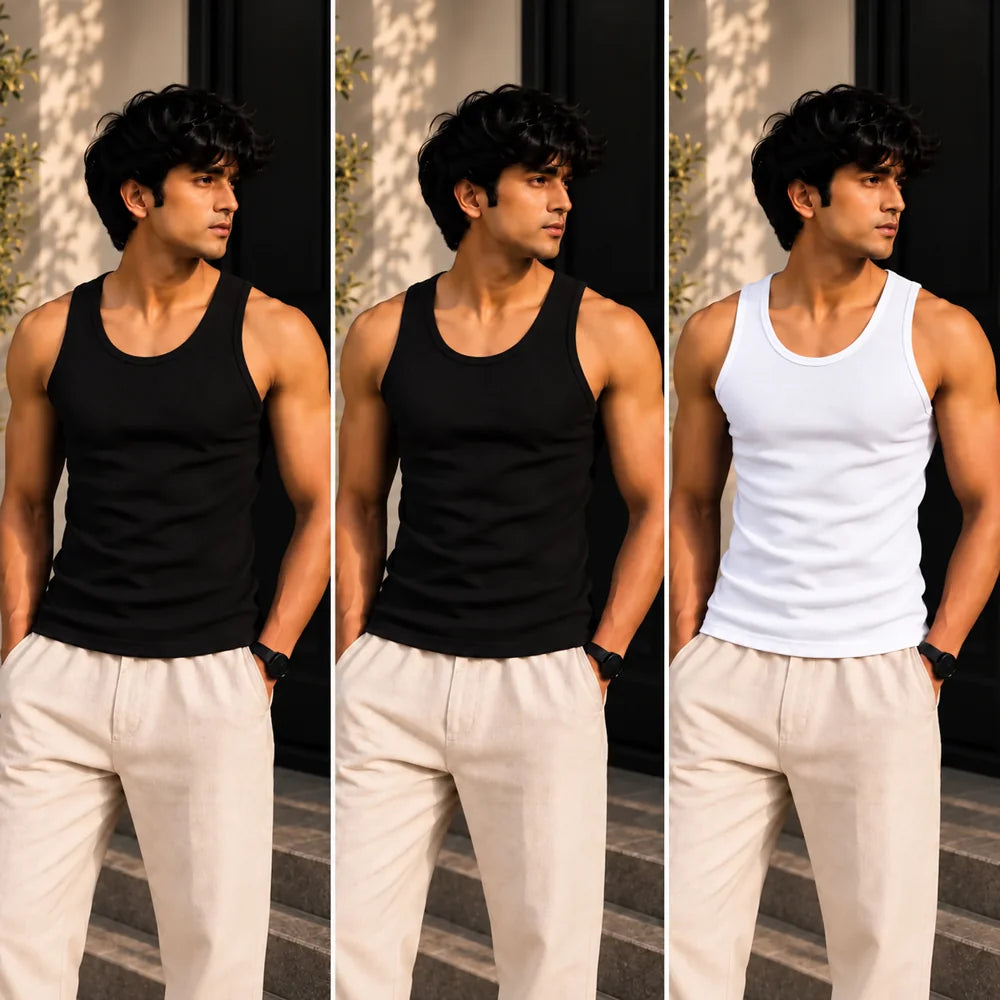 ZUQO tank top combo Two Black and One White